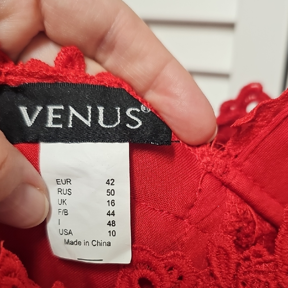 VENUS Sexy Red Lace Mini Bodycon Dress Sz 10 Like New - Picture 3 of 9